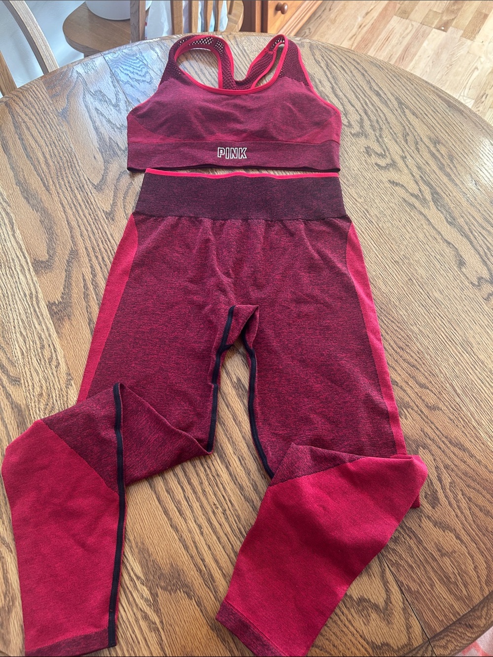 PINK Seamless Wine Red Active Set - Sports Bra & Leggings NWT